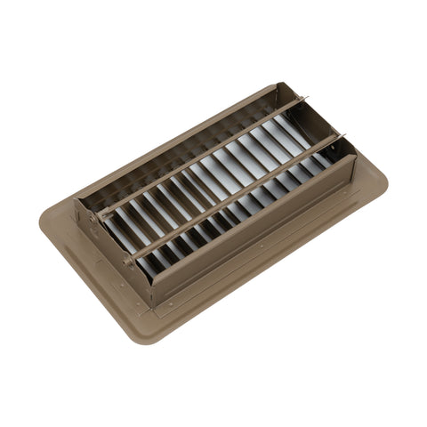 4"x8" Brown Steel Floor Register, Walkable Heavy-Duty Louvered Vent Cover with Damper