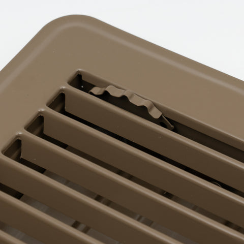 4"x8" Brown Steel Floor Register, Walkable Heavy-Duty Louvered Vent Cover with Damper