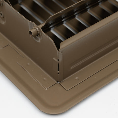 4"x8" Brown Steel Floor Register, Walkable Heavy-Duty Louvered Vent Cover with Damper