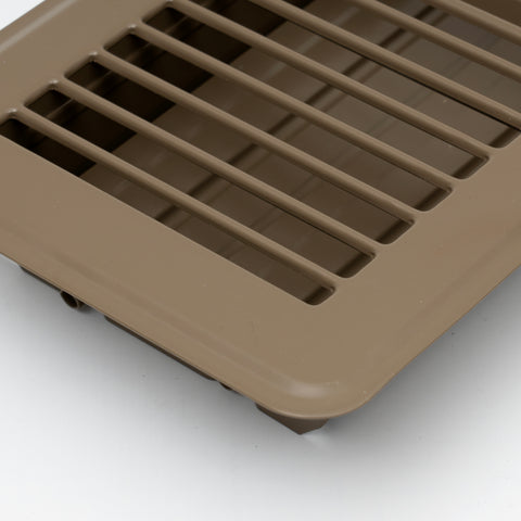 4"x8" Brown Steel Floor Register, Walkable Heavy-Duty Louvered Vent Cover with Damper