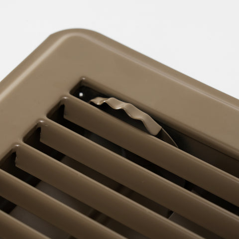 14"x6" Brown Steel Floor Register, Walkable Heavy-Duty Louvered Vent Cover with Damper