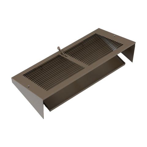 12"x6" Brown Steel Triangular Baseboard Grille, with Damper, 3-13/16" Depth