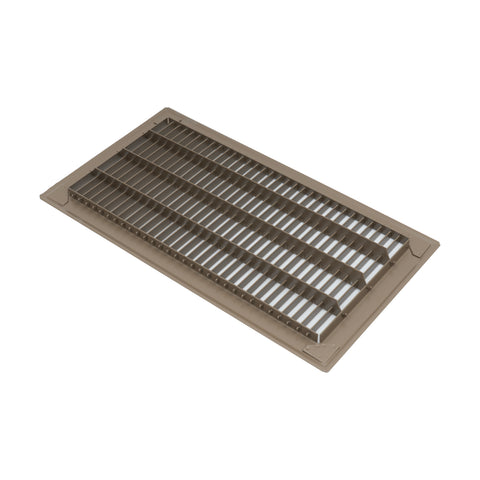 8"x16" Brown Steel Return Air Floor Grille, Walkable Heavy-Duty Fixed-Blade Vent Cover