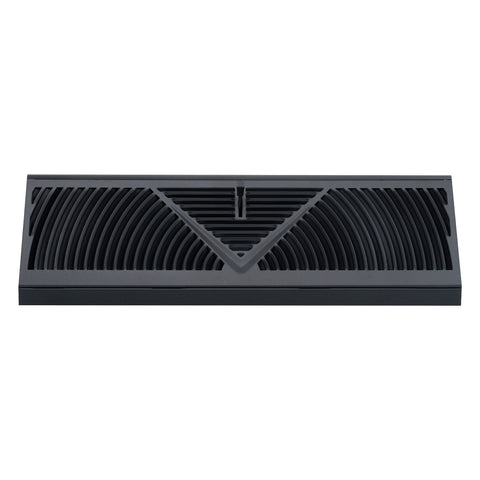 15" Black Steel Corner Baseboard Register, Round Airflow Adjustable Vent Cover