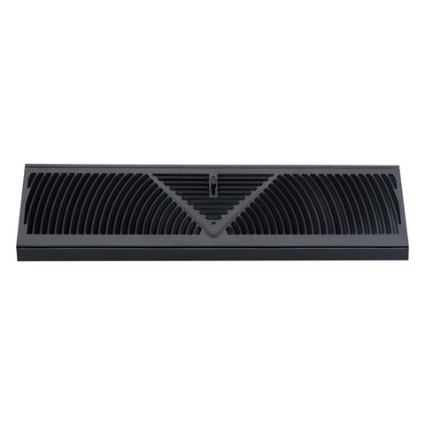 18" Black Steel Corner Baseboard Register, Round Airflow Adjustable Vent Cover