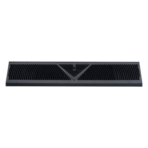 24" Black Steel Corner Baseboard Register, Round Airflow Adjustable Vent Cover
