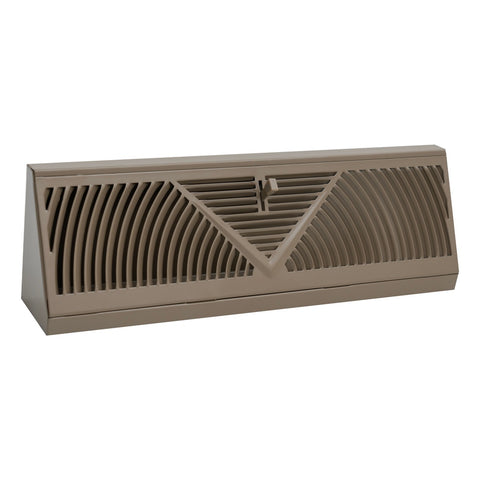 15" Brown Steel Corner Baseboard Register, Round Airflow Adjustable Vent Cover