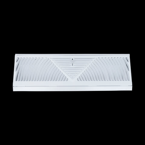 15" White Steel Corner Baseboard Register, Round Airflow Adjustable Vent Cover