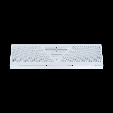 18" White Steel Corner Baseboard Register, Round Airflow Adjustable Vent Cover