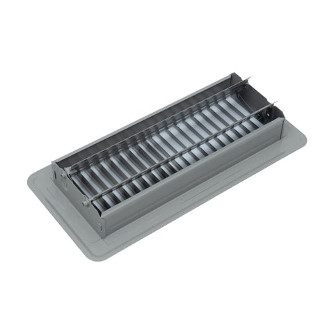 4"x10" Gray Steel Floor Register, Walkable Heavy-Duty Louvered Vent Cover with Damper