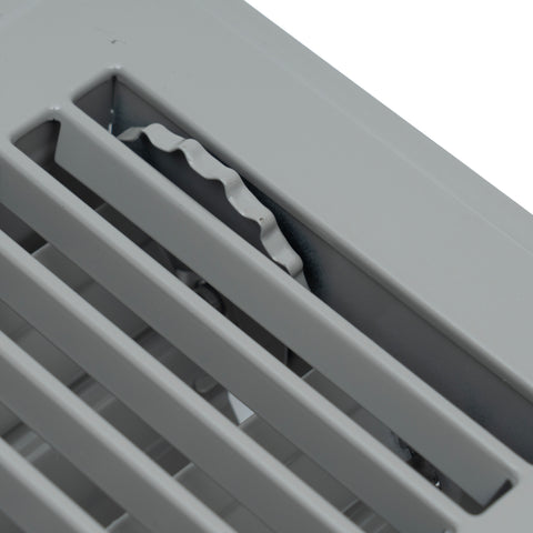 4"x14" Gray Steel Floor Register, Walkable Heavy-Duty Louvered Vent Cover with Damper