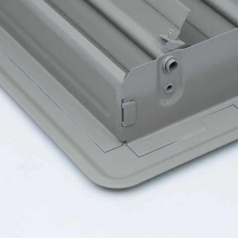 4"x14" Gray Steel Floor Register, Walkable Heavy-Duty Louvered Vent Cover with Damper
