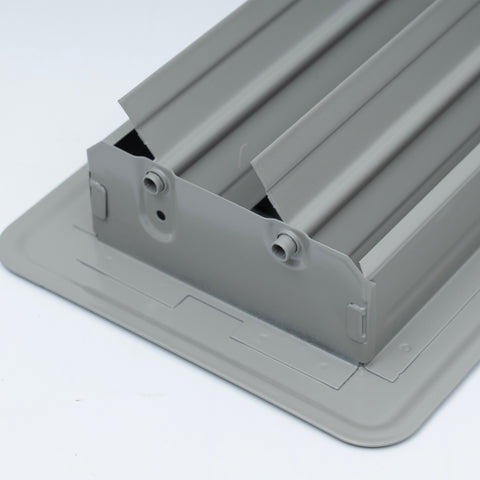 4"x14" Gray Steel Floor Register, Walkable Heavy-Duty Louvered Vent Cover with Damper