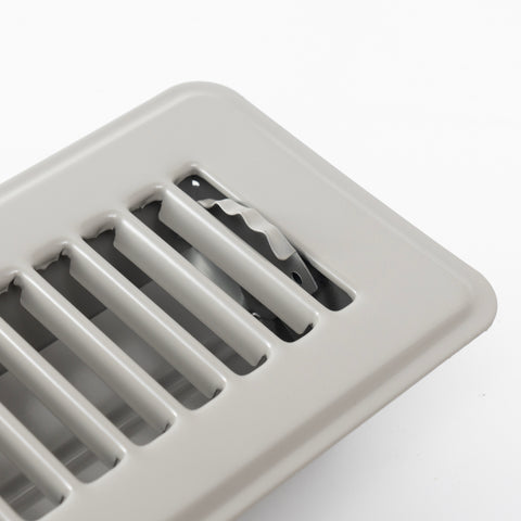 2"x10" Gray Steel Floor Register, Walkable Heavy-Duty Louvered Vent Cover with Damper