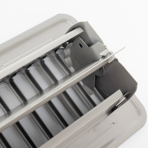 2"x10" Gray Steel Floor Register, Walkable Heavy-Duty Louvered Vent Cover with Damper