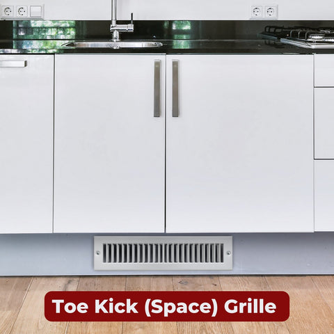 12"x2" Gray Toe Kick Vent Cover, Cabinet Toe Space HVAC Register Grille