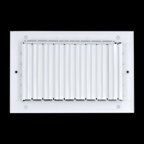 10"x6" 1-Way White Aluminum Adjustable Curved Blade Supply Register, Air Vent Cover with Damper for Sidewall Or Ceiling
