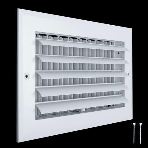 10"x6" 1-Way White Aluminum Adjustable Curved Blade Supply Register, Air Vent Cover with Damper for Sidewall Or Ceiling