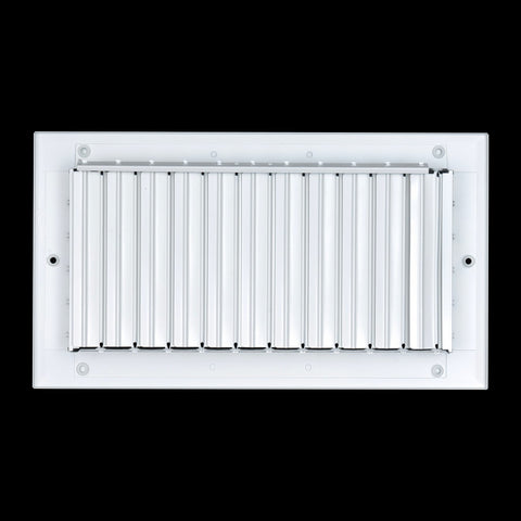 12"x6" 1-Way White Aluminum Adjustable Curved Blade Supply Register, Air Vent Cover with Damper for Sidewall Or Ceiling