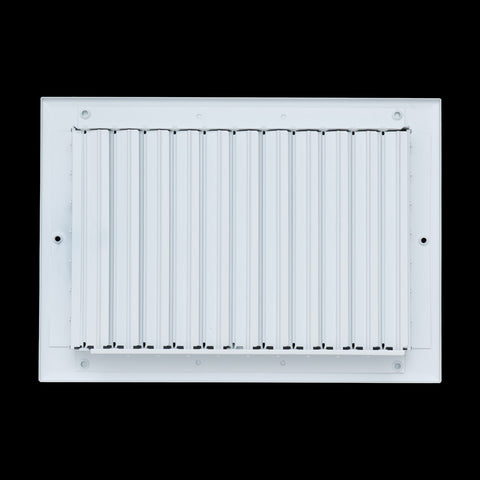 12"x8" 1-Way White Aluminum Adjustable Curved Blade Supply Register, Air Vent Cover with Damper for Sidewall Or Ceiling
