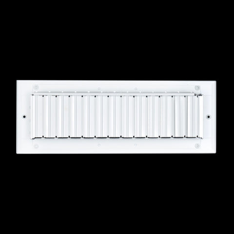14"x4" 1-Way White Aluminum Adjustable Curved Blade Supply Register, Air Vent Cover with Damper for Sidewall Or Ceiling