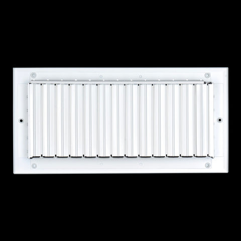 14"x6" 1-Way White Aluminum Adjustable Curved Blade Supply Register, Air Vent Cover with Damper for Sidewall Or Ceiling