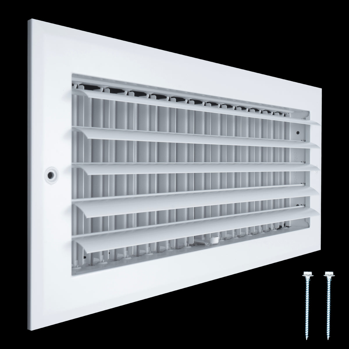14"x6" 1-Way White Aluminum Adjustable Curved Blade Supply Register, Air Vent Cover with Damper for Sidewall Or Ceiling