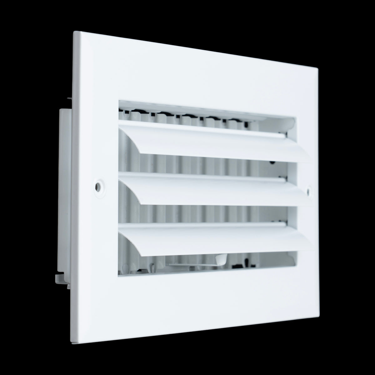 8"x4" 1-Way White Aluminum Adjustable Curved Blade Supply Register, Air Vent Cover with Damper for Sidewall Or Ceiling