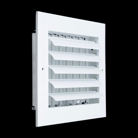 8"x6" 1-Way White Aluminum Adjustable Curved Blade Supply Register, Air Vent Cover with Damper for Sidewall Or Ceiling
