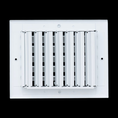 8"x6" 1-Way White Aluminum Adjustable Curved Blade Supply Register, Air Vent Cover with Damper for Sidewall Or Ceiling