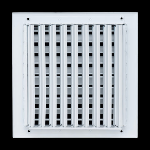10"x10" 2-Way White Aluminum Adjustable Curved Blade Supply Register, Air Vent Cover with Damper for Sidewall Or Ceiling
