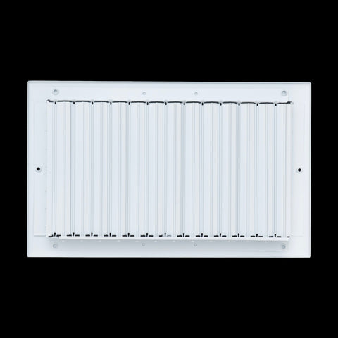 14"x8" 2-Way White Aluminum Adjustable Curved Blade Supply Register, Air Vent Cover with Damper for Sidewall Or Ceiling