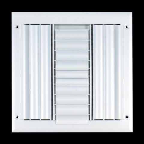 10"x10" 3-Way White Aluminum Adjustable Curved Blade Supply Register, Air Vent Cover with Damper for Sidewall Or Ceiling