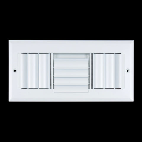 10"x4" 3-Way White Aluminum Adjustable Curved Blade Supply Register, Air Vent Cover with Damper for Sidewall Or Ceiling