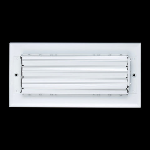 10"x4" 3-Way White Aluminum Adjustable Curved Blade Supply Register, Air Vent Cover with Damper for Sidewall Or Ceiling