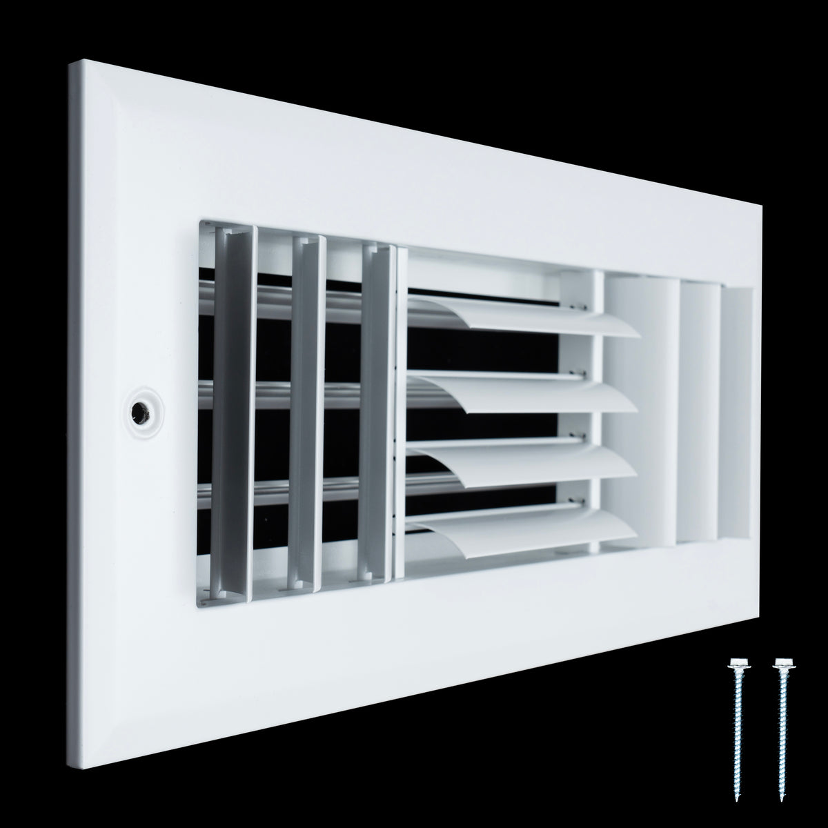 10"x4" 3-Way White Aluminum Adjustable Curved Blade Supply Register, Air Vent Cover with Damper for Sidewall Or Ceiling