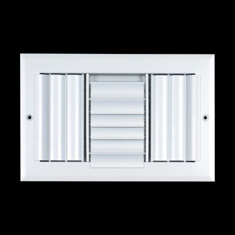 10"x6" 3-Way White Aluminum Adjustable Curved Blade Supply Register, Air Vent Cover with Damper for Sidewall Or Ceiling