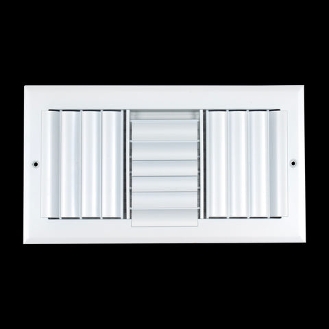 12"x6" 3-Way White Aluminum Adjustable Curved Blade Supply Register, Air Vent Cover with Damper for Sidewall Or Ceiling