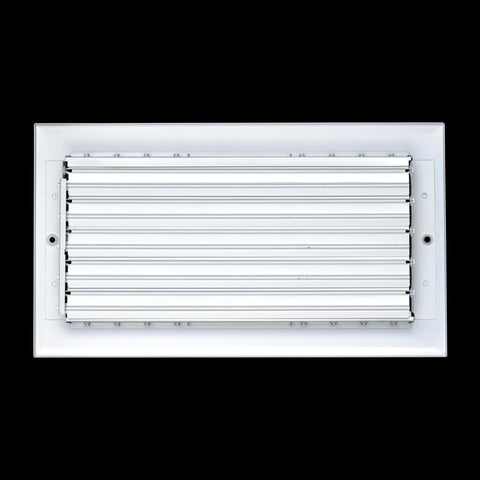 12"x6" 3-Way White Aluminum Adjustable Curved Blade Supply Register, Air Vent Cover with Damper for Sidewall Or Ceiling