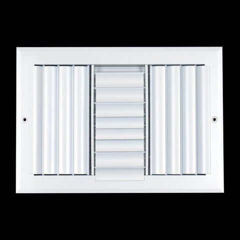 12"x8" 3-Way White Aluminum Adjustable Curved Blade Supply Register, Air Vent Cover with Damper for Sidewall Or Ceiling