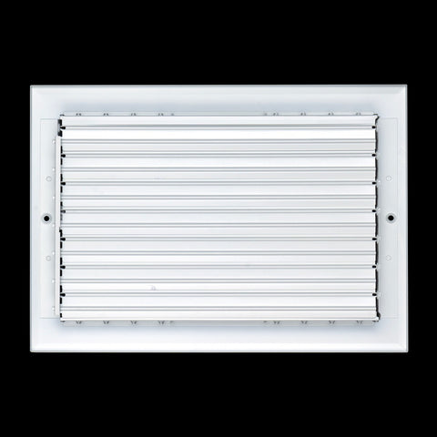 12"x8" 3-Way White Aluminum Adjustable Curved Blade Supply Register, Air Vent Cover with Damper for Sidewall Or Ceiling