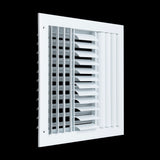 12"x12" 3-Way White Aluminum Adjustable Curved Blade Supply Register, Air Vent Cover with Damper for Sidewall Or Ceiling