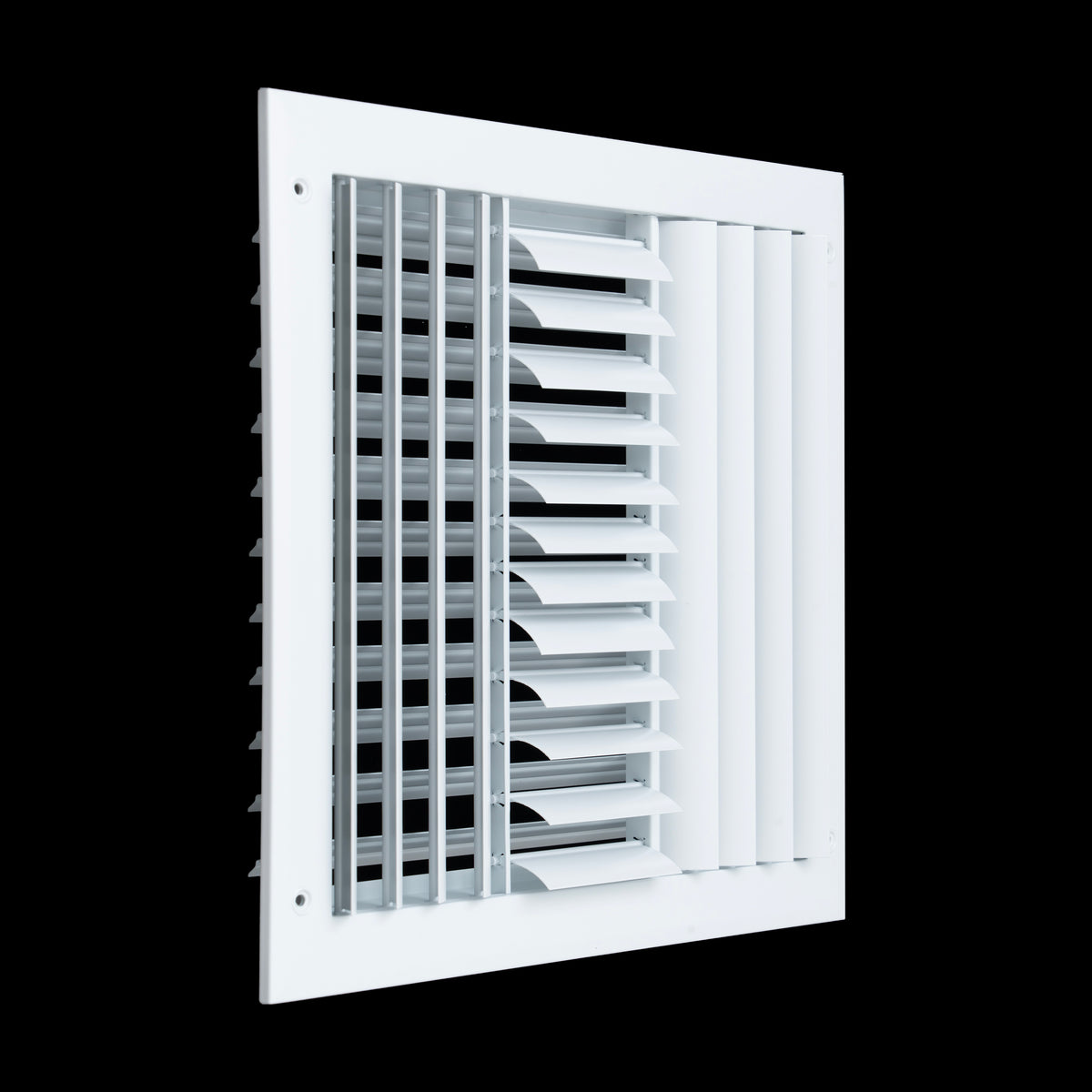 12"x12" 3-Way White Aluminum Adjustable Curved Blade Supply Register, Air Vent Cover with Damper for Sidewall Or Ceiling