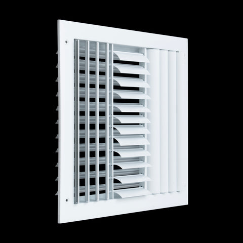 12"x12" 3-Way White Aluminum Adjustable Curved Blade Supply Register, Air Vent Cover with Damper for Sidewall Or Ceiling