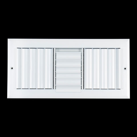 14"x6" 3-Way White Aluminum Adjustable Curved Blade Supply Register, Air Vent Cover with Damper for Sidewall Or Ceiling