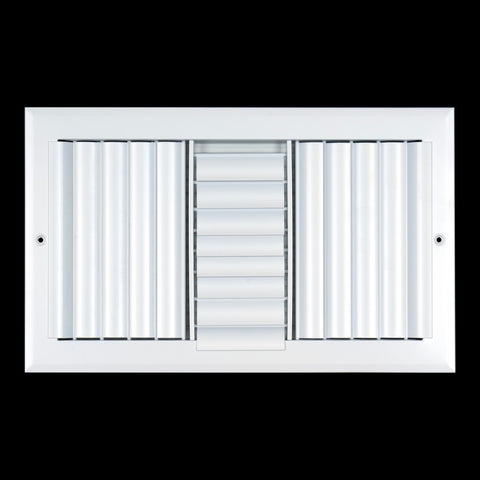 14"x8" 3-Way White Aluminum Adjustable Curved Blade Supply Register, Air Vent Cover with Damper for Sidewall Or Ceiling
