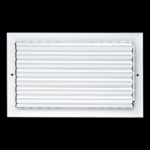 14"x8" 3-Way White Aluminum Adjustable Curved Blade Supply Register, Air Vent Cover with Damper for Sidewall Or Ceiling