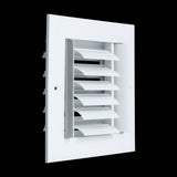 6"x6" 3-Way White Aluminum Adjustable Curved Blade Supply Register, Air Vent Cover with Damper for Sidewall Or Ceiling