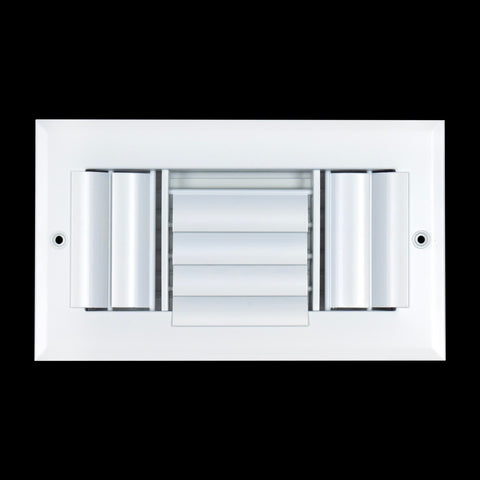 8"x4" 3-Way White Aluminum Adjustable Curved Blade Supply Register, Air Vent Cover with Damper for Sidewall Or Ceiling