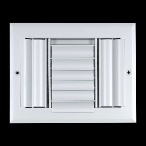 8"x6" 3-Way White Aluminum Adjustable Curved Blade Supply Register, Air Vent Cover with Damper for Sidewall Or Ceiling